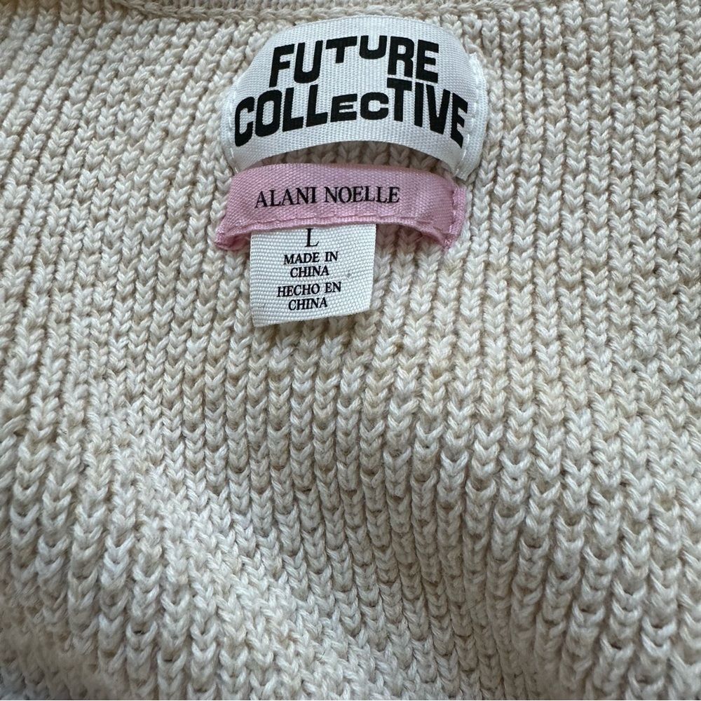 Future Collective Alani Noelle Sweater Sleeveless Crochet Dress w/ Fringe - Wm L - Picture 5 of 7